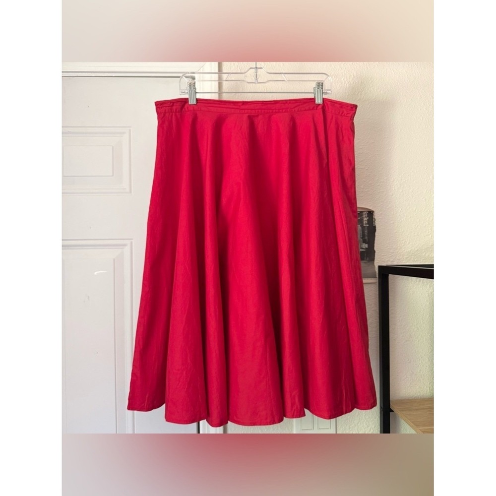 HELL BUNNY red cotton pinup retro mod mini midi knee length skirt